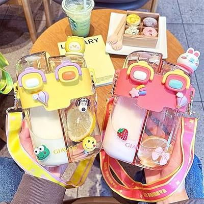 Cute Water Bottle With Straw Kawaii Water Bottles With Two Ways To