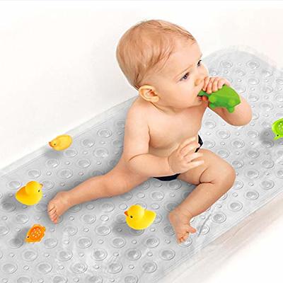 Nonslip Bathtub Mat Extra Soft TPE Bath Mat for Kids, Machine Washable  Bathroom Shower Mat, Smooth/Non-Textured Tubs Only, 30L x 17W Inch (Blue)