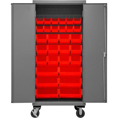 Mobile Cabinet, 12 Gauge, 30 Yellow Bins, 36 x 24 x 81 - Durham