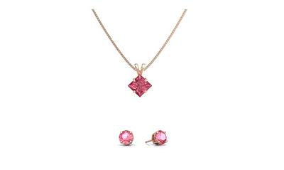 Juvetti Jewelry Ruby, Pink Gold Ori Small Pendant Necklace In Ruby And  Diamond - Pink Gold