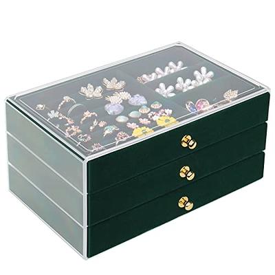 KAMIER Earring Holder Organizer Box with 5 Drawers, Clear Acrylic Jewelry  Organizer Box for Women,20 Pcs Portable Clear Jewelry Bag Set for Earrings