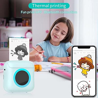 Portable Printer, Mini Pocket Wireless Bluetooth Thermal Printers with 6  Rolls Printing Paper for Android iOS Smartphone, BT Inkless Printing Gift  for