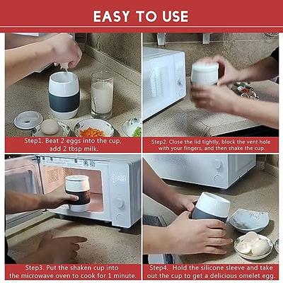 Pampered Chef Ceramic Egg Cooker | Microwave Egg Poacher | Quick Scrambled Eggs Maker | Silicone Sleeve for Easy Grip and Heat Protection | #1529