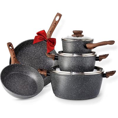 UPIT upit aluminum nonstick detachable induction cookware set, space saving rv  cookware for camping pots & pans with removable han