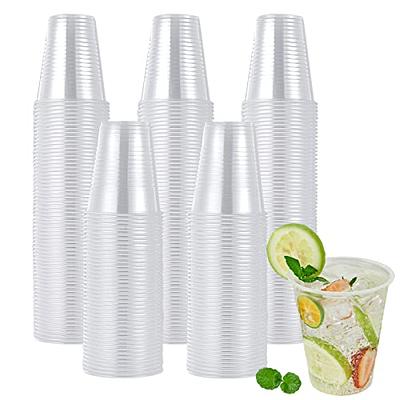 SHOPDAY Disposable Plastic Cups with Lids 8oz Clear Plastic Cups