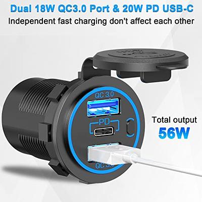 Marine Boat RV 12V Charger Socket Panel: OUFFUN 4 in 1 DC Power 12V Outlet  Panel