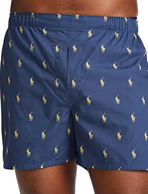 Polo POLO RALPH LAUREN Men's Classic Fit Cotton Knit Boxers, White/Cruise  Navy, Small