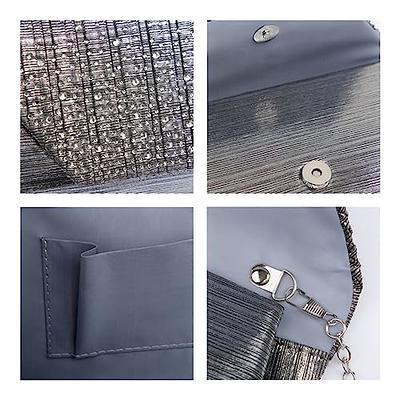 Womens Sparkling Rhinestone Clutch Evening Purse for Prom Party Wedding Dasein Silver