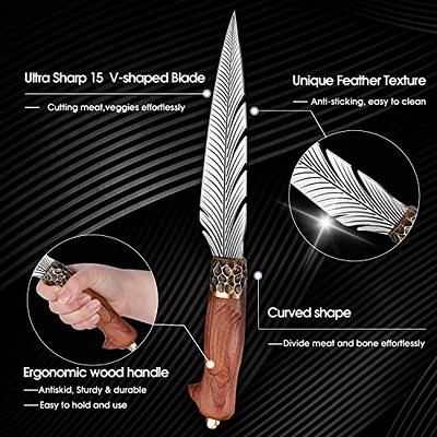XYJ FULL TANG 6 Inch Kitchen Chef Knife High Carbon Steel Slicing Cleavers,  Boning Knife Chef Fishing Knives For Camping Kitchen or Outdoor BBQ Butcher  Knife With Carrying Leather Sheath 
