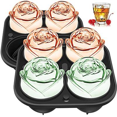 Pack 2, KooMall 3D Rose Ice Molds 2.5 inch, Large Ice Cube Trays, 8 Cavity  Flower