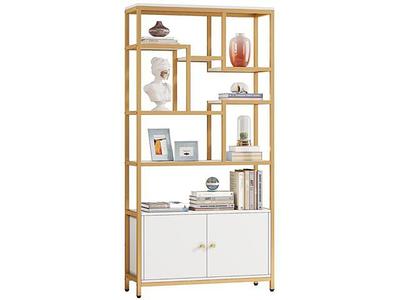 Farini White Bookshelf for Bedroom 5 Shelf Office Bookcase 60 Inches Tall Modern Wood Bookshelf for Living Room 5 Tier Wide Manga Bookshelf Library