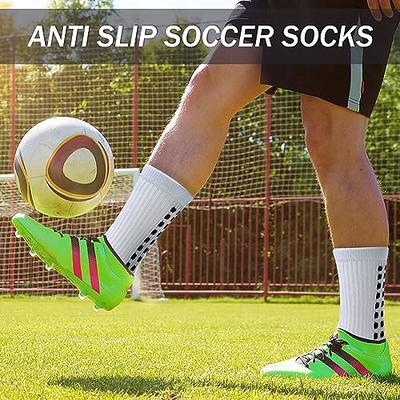 Anti Slip Gripper Soccer Socks - Non Slipping Athletic Grip Socks for  Football ball Running 