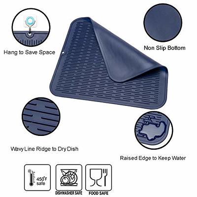 Unique Bargains Silicone Dish Drying Mat Set Reusable Sink Drain Pad Heat  Resistant Black,Green 12 x 9 x 0.24 inch 