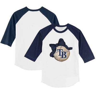 Infant Tiny Turnip White/Navy Washington Nationals Base Stripe Raglan 3/4 Sleeve T-Shirt