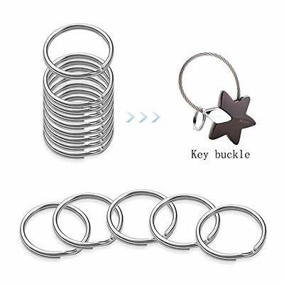 OIIKI oiiki 100 sets keychain rings for crafts, round split key rings,  metal keychain connector with clear plastic snap tabs, blank