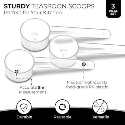 Plastic Round Shaped Powder Liquid Measuring Spoons Scoop Black 5