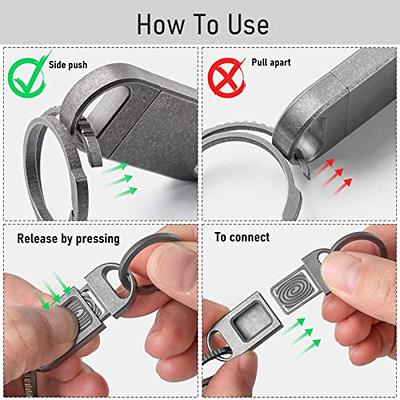 FEGVE Titanium Keychain for Men and Women,Quick Release Keychain Detachable Pull Apart Key Chain Holder