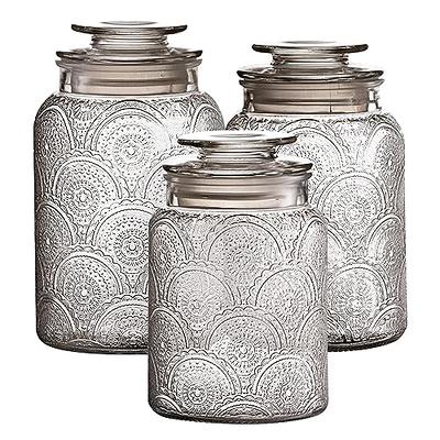 3pc Glass Canisters Set for Kitchen Counter with Airtight Lids