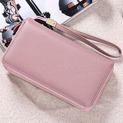 SENDEFN Leather Women Wallet RFID Blocking Zipper Around Phone Holder  Clutch Wristlet Large Capacity