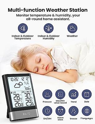 Wittime 2081 Weather Station Indoor Outdoor Thermometer Wireless  Temperature Humidity Monitor with HD Color Display and Outdoor Sensor