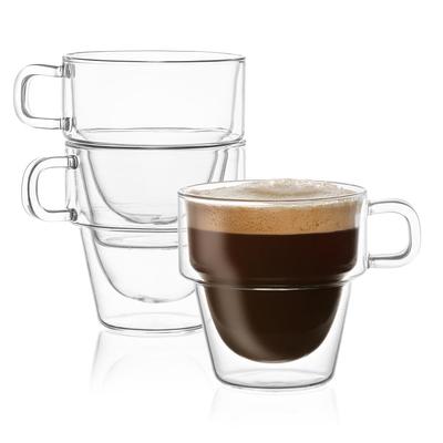 Zulay Kitchen Double Wall Insulated Clear Glass Espresso Cups, set