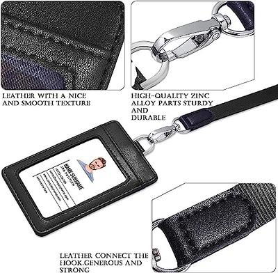 Badge Holder with Lanyard Heavy Duty Vertical Cute Leather ID Card