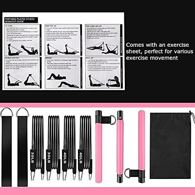 Pilates Bar Kit with Resistance Bands,3-Section Pilates Bar with Stackable  Bands Workout Equipment for Legs,Hip,Waist and Arm,Exercise Fitness