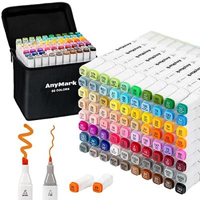 anngrowy 80 Colors Markers for Adult Coloring Double Tipped for  Artists/Kids Coloring Drawing Sketch Dual Tip Alcohol Based Marker Art Set  Bonus 1