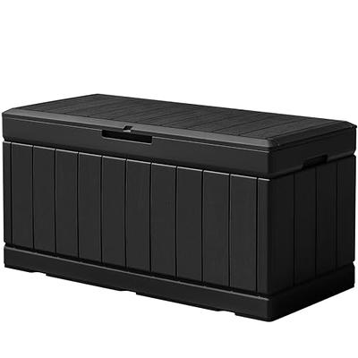 Flamaker Outdoor Storage Box 85 Gallon Resin Waterproof Deck Box with Wood  Texture Large Storage Bin for Patio Cushions, Toys, Tools (Black) - Yahoo  Shopping