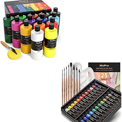 Paint Watercolor Brushes, SAREAL Professional Watercolor Artist Paint  Brushes 9pcs, Long Handle Flat Paint Brush Set for Acrylic Gouache Inks  Painting