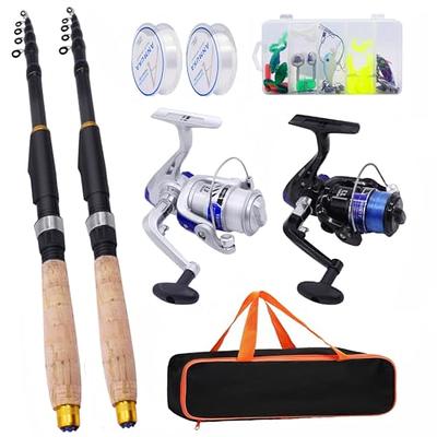  Fishing Pole Combo, 6.9ft 2Pcs Telescopic Rods Set,  Collapsible Carbon Fiber Fishing Rods, 2PCS Spinning Reel Set with Carrier  Bag Freshwater Fishing Rod and Reel Combos Kits(Blue and Purple) 