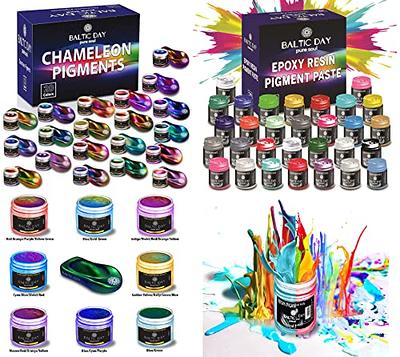 Baltic Day Color Shifting Chameleon Pigments Color Shift Mica Powder Set 12  Pigment Color Jars for Epoxy Resin, Paint, Nail Polish 