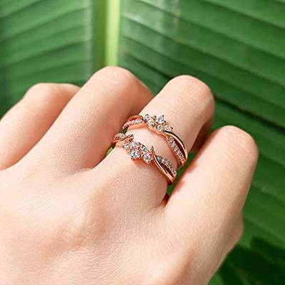 Wedding Engagement Ring Enhancer Rose Gold Plated Ring Guard for Women 5A  CZ Sz8