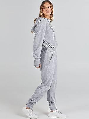 New Hooded Jumpsuits Zip Up One Piece Outfit Romper Pockets S