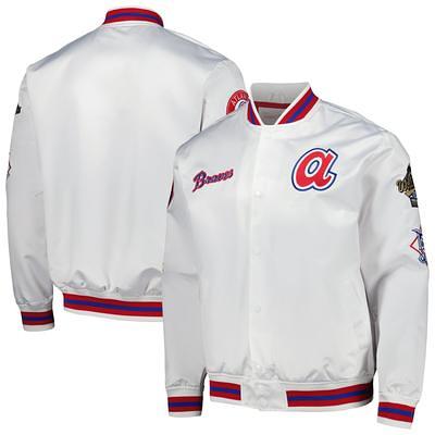 Men's Mitchell & Ness White Boston Red Sox City Collection Satin Full-Snap Varsity Jacket