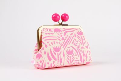 Kiss Lock Fabric Wallet With Color Bobble - Botanical Neon Pink Big Pop-Up/ Double Metal Frame Purse Two Sections Ellen Baker - Yahoo Shopping