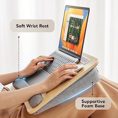 Laptop Lap Desk, Lightweight Portable Laptop Desk with Pillow Cushion, Fits  up to 14 inch Laptop, Lap Tray with Zippered Storage Pocket & Anti-Slip