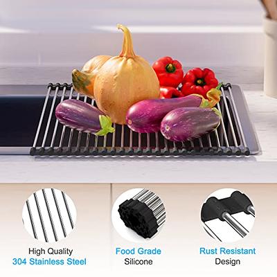 JASIWAY Dish Drying Rack Over Sink, Roll Up Dish Rack for Kitchen