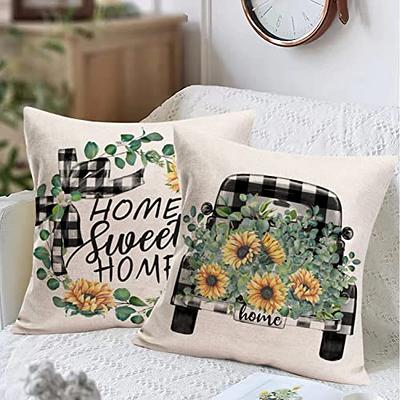 Summer Pillow Covers 18X18 Set of 4 Farmhouse Outdoor Pillow 