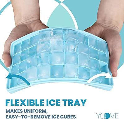 Yoove Ice Cube Tray with Lid and Bin 36 Nugget Silicone Ice Tray for Freezer Comes with Ice Container Scoop and Cover Good Size Ice Bucket, Blue