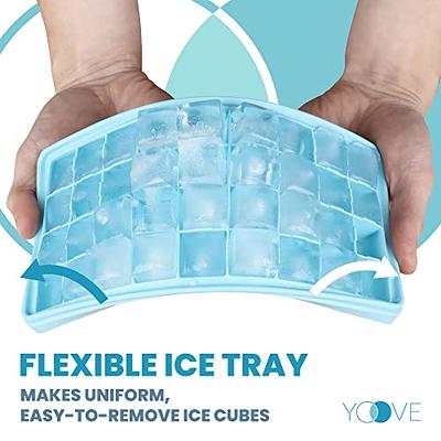 Yoove Ice Cube Tray With Lid and Bin- Silicone Ice Tray For Freezer, Comes  with Ice Container, Scoop and Cover