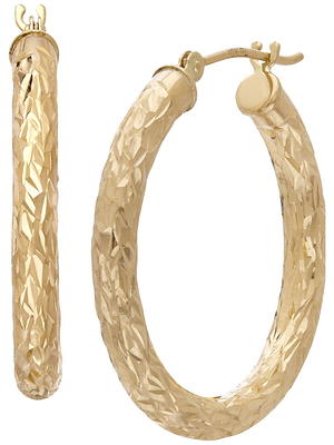Brilliance Fine Jewelry 10K Yellow Gold Hollow Round Bamboo Hoop Earrings, Women's