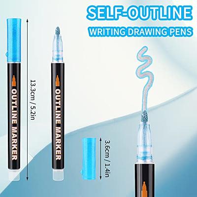 Double Line Metallic Markers,Inoranges Outline Metal Marker Pens,12 Colors  Paint Permanent Pen for Writing and Drawing Lines on Paper,Gift  Cards,Greeting Cards,Rock Painting,Metal,Wood,Ceramic,Glass - Yahoo Shopping