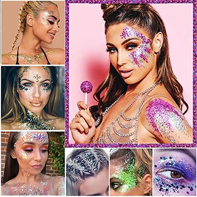 2 Colors of Holographic Chunky Glitter with Quick Dry Glue Pack 4, 4 Pots  Total 40g Multi-Shaped for Body Hair Face Eyes Make-up, Nail Art and  Bedazzling in Party/Concert/Events Glitter - Yahoo