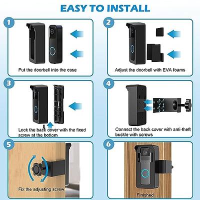 Blink Doorbell Mount for Apartment Door - No-Drill Anti Theft Adjustable  Angle (45° Left and Right) Bracket Compatible with Blink Holder Camera
