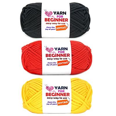 Mooaske 3 Pack Crochet Yarn with Crochet Hook - Worsted Medium Yarn for Crocheting - Easy-to-See Stitches Cotton-Nylon Blend Beginner Knitting Yarn