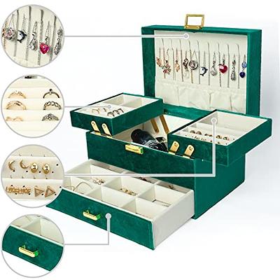 Dajasan Jewelry Box for Women, 3 Layers Large Velvet Jewelry Organizer, Jewelry  Storage Organizer, Jewelry Case for Earring, Ring, Necklace, Bracelets  (Green) - Yahoo Shopping