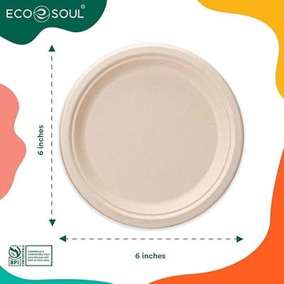 100% Compostable 6 Inch Paper Plates Disposable Party Plates I Heavy Duty  Eco-Friendly Sturdy Appetizer Plates Disposable I Biodegradable Unbleached