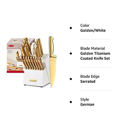 McCook® Kitchen Knife Sets, Golden Titanium Stainless Steel Knives Block  Set with Built-in Sharpener - Yahoo Shopping