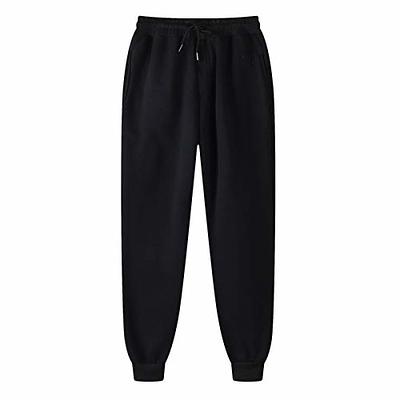  Womens Cinch Bottom Sweatpants Pockets High Waist Sporty  Athletic Gym Baggy Fit Jogger Pants Black XL